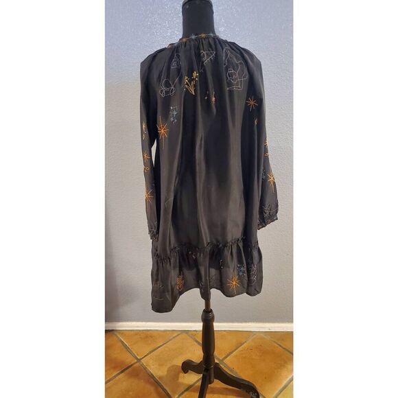 Johnny Was Calme by Yogi Embroidered Silk Mini Dress — Black, NWT, Boho Chic - Picture 8 of 13